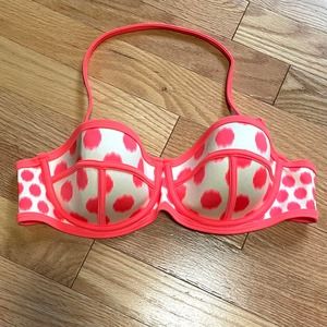 Body Glove Fame Pink Dot Swim Underwire Bandeau Bikini Top Small